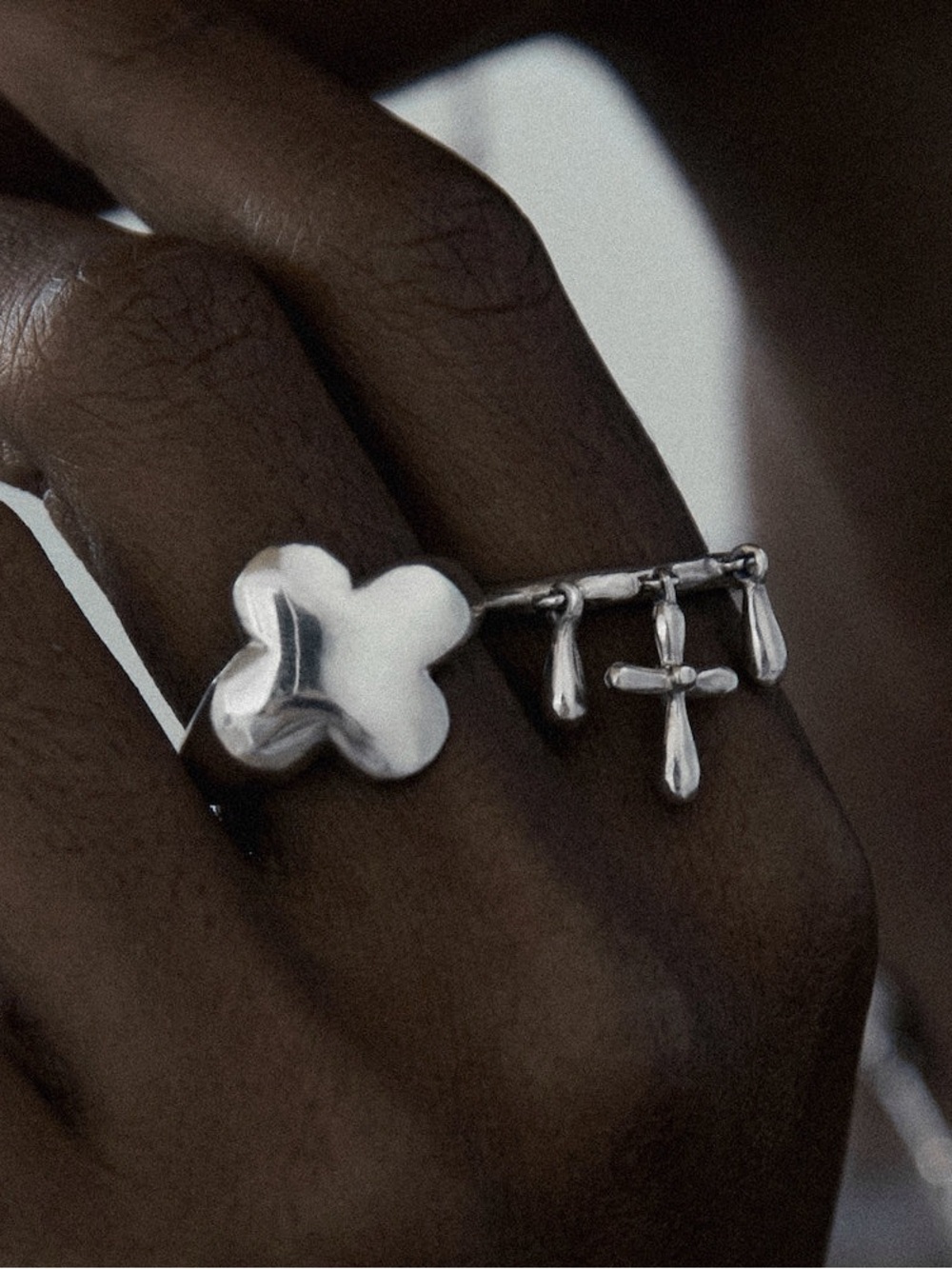 WYWN Sterling Silver Charlotte Cross Charm Ring